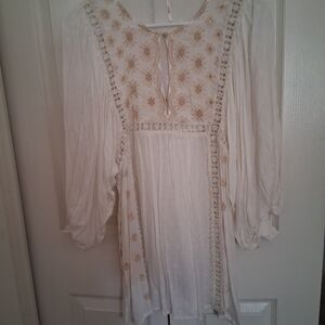 Free PeopleEmbroidered White Blouse